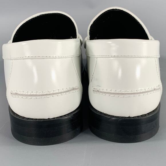 VERSACE Size 9 White Gold Leather Logo Moccasin Flats - Picture 3 of 10